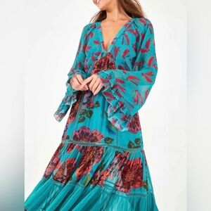 Farm Rio NWT Turquoise Maxi Dress size XL